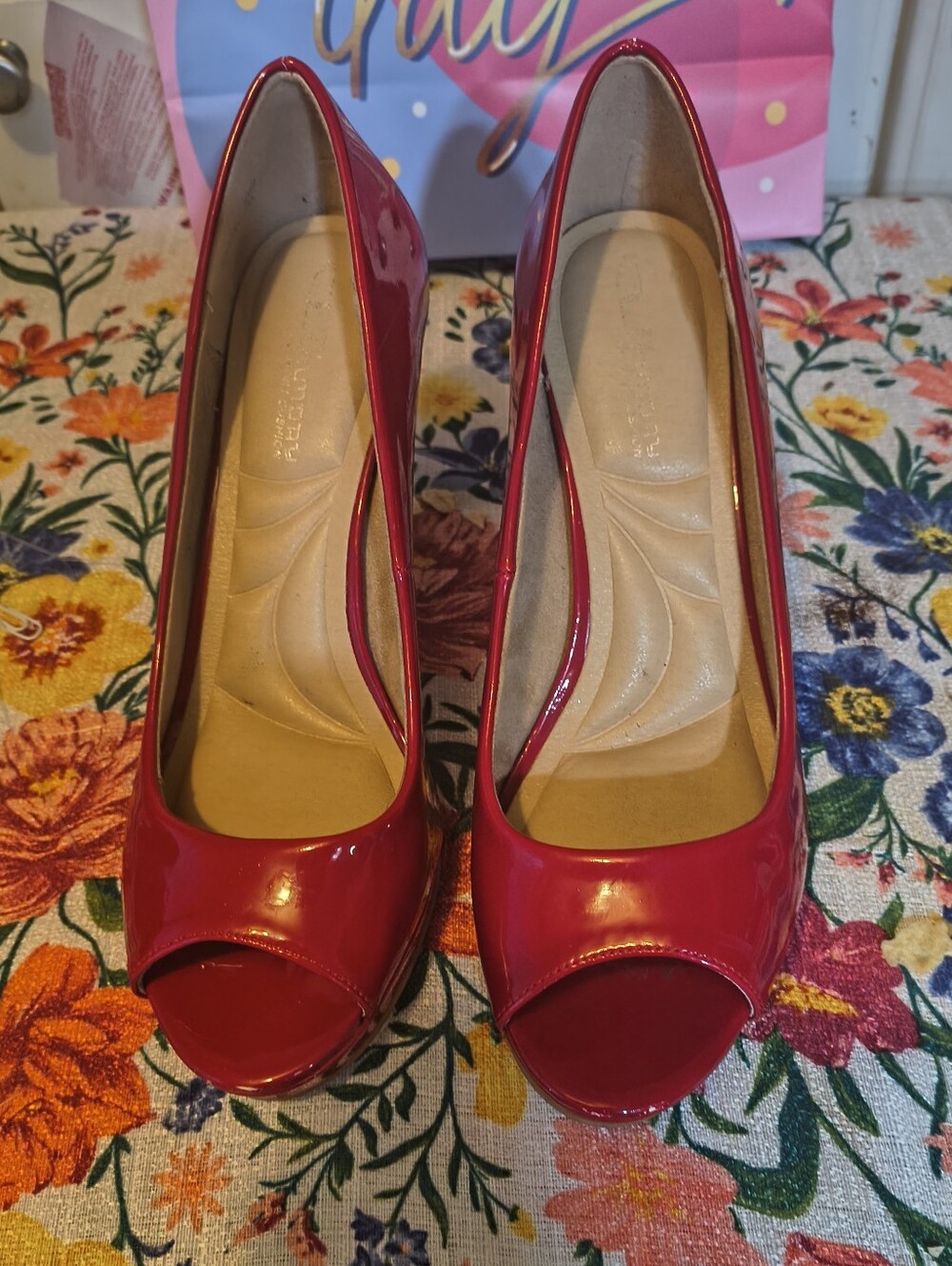 Chinese Laundry Red Patient Leathe Mr Peep Toe Pumps 7.5